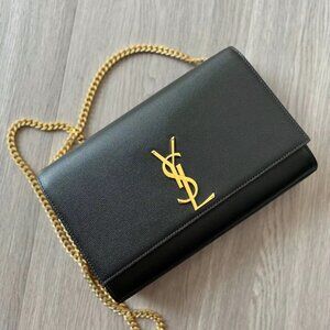 YSL Yves Saint Laurent Kate Crossbody Purse Black and Gold